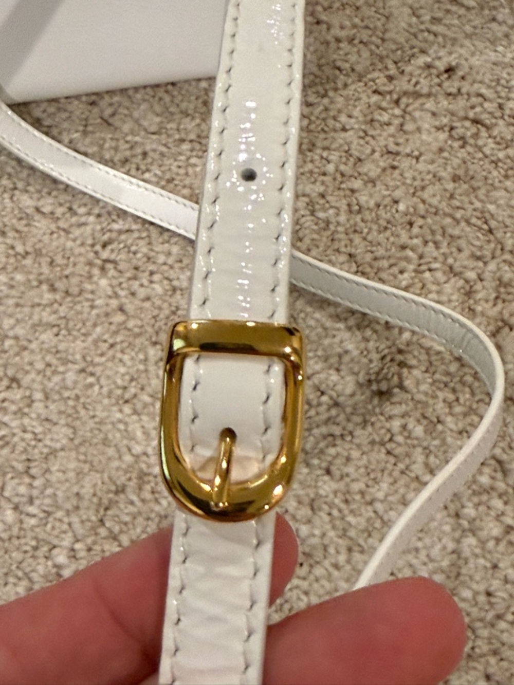 KHAITE White Patent Leather Crossbody with Gold Hardware - Picture 10 of 16